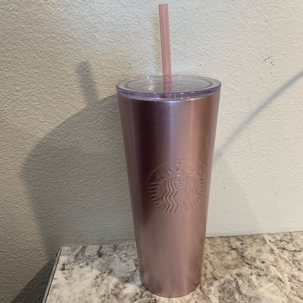 NWT Starbucks pink shimmer straw cup